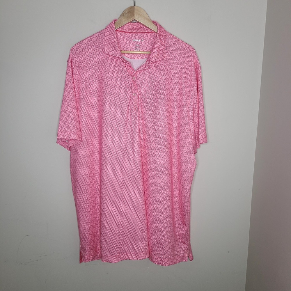 Johnnie-O Polo Shirt Men's XXL Pink UPF 50 Stretch Golf Performance Short Sleeve